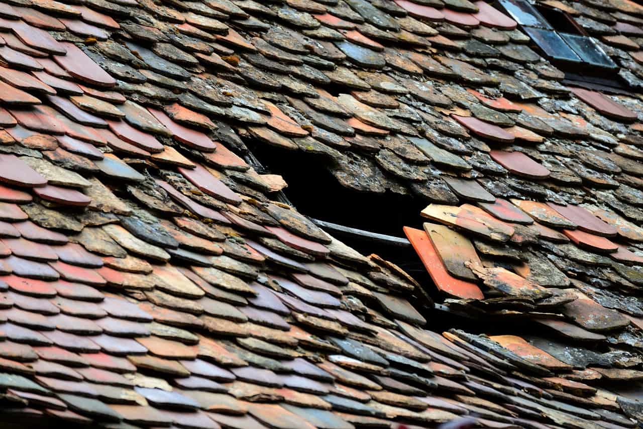a damaged roof